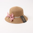 Шляпа для девочки MINAKU с бантом, цвет коричневый, р-р 52 - Фото 5