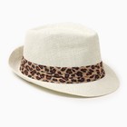 Шляпа женская MINAKU "Леопард", размер 56-58, цвет экрю - фото 321577433
