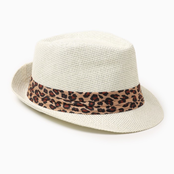 Шляпа женская MINAKU "Леопард", размер 56-58, цвет экрю - Фото 1
