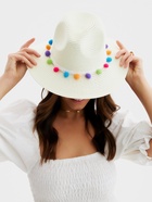 Шляпа женская с бомбошками, размер 54-56, белая, целлюлоза 100% - Фото 2