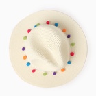 Шляпа женская с бомбошками, размер 54-56, белая, целлюлоза 100% - Фото 6