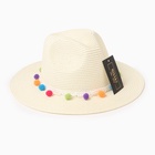 Шляпа женская с бомбошками, размер 54-56, белая, целлюлоза 100% - Фото 9