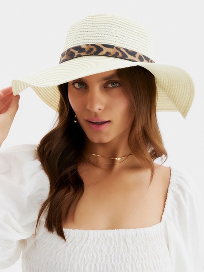 Шляпа женская с леопардовая MINAKU, молочная, размер 58