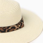 Шляпа женская с леопардовым ремешком MINAKU цвет молочный, р-р 58 - Фото 3