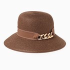 Шляпа женская с цепочкой MINAKU цвет коричневый, размер 56-58 - фото 321577462