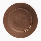 Шляпа женская с цепочкой MINAKU цвет коричневый, размер 56-58 - Фото 2