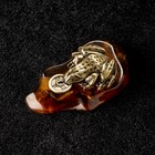 Сувенир "Лягушка фен-шуй", латунь, янтарь, 2,5х4,5х1 см - фото 321577518
