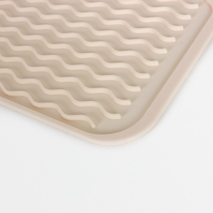 Силиконовый коврик для сушки посуды Joy Home, 40х30 см, светло-бежевый - фото 1927158841