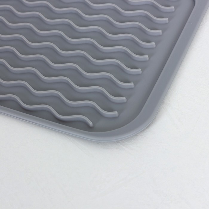 Силиконовый коврик для сушки посуды Joy Home, 40х30 см, серый - фото 1886110697