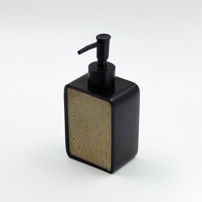Дозатор для жидкого мыла Joy Home, полирезин, чёрный с древесным декором - фото 1909648704