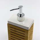 Дозатор для жидкого мыла Joy Home, керамика, белый с рамкой из бамбука - Фото 2