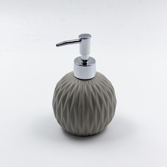 Дозатор для жидкого мыла Joy Home, керамика, серый рифленый - фото 1909648768