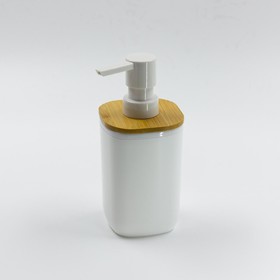 Дозатор для жидкого мыла Joy Home, пластик, белый с бамбуком