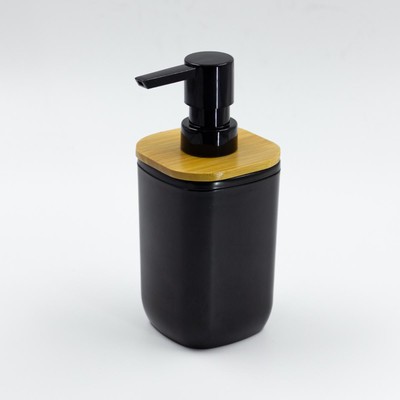 Дозатор для жидкого мыла Joy Home, пластик, чёрный с бамбуком