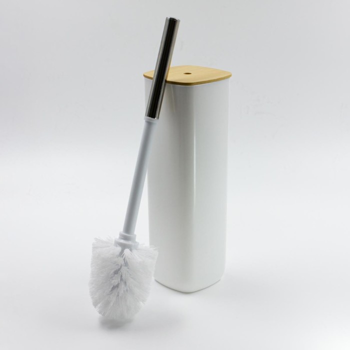 Ёршик для туалета Joy Home, пластик, белый с бамбуком - фото 1908180502