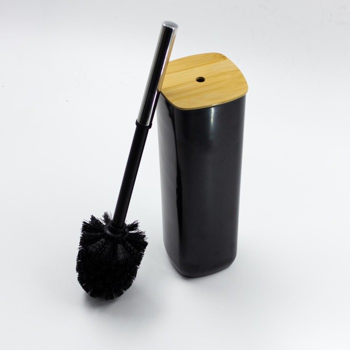 Ёршик для туалета Joy Home, пластик, чёрный с бамбуком - фото 1920041311
