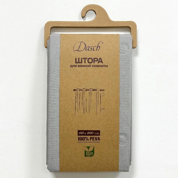 

Штора для ванной Dasch, PEVA, 180х200 см, серый