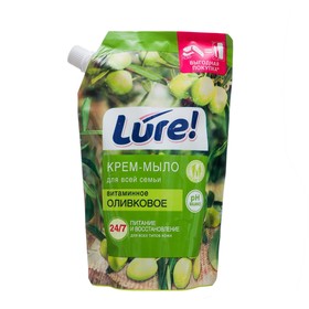 Крем-мыло LURE витаминное Оливковое для всей семьи дой-пак, 500 мл