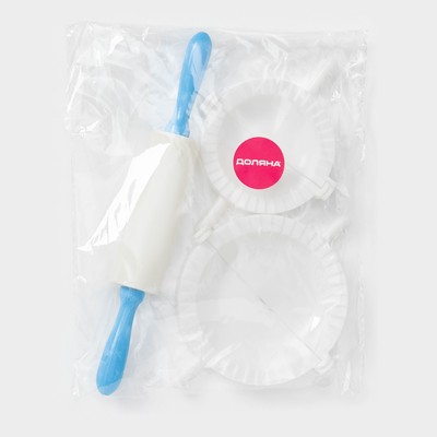 Набор для лепки пельменей Доляна, 3 предмета, формы d=7.5 и 10 см, скалка 21.5 см, МИКС