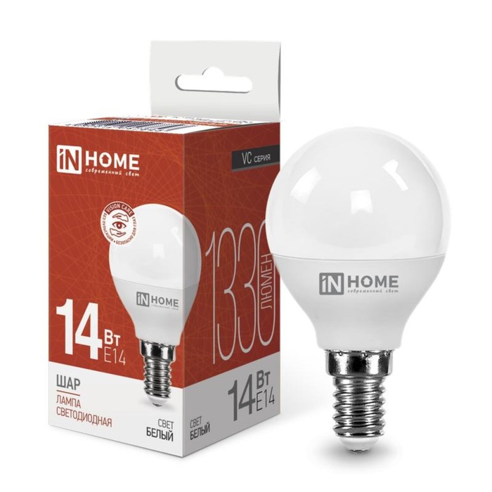 Лампа светодиодная IN HOME, E14, 14 Вт, 4000 К, свечение белое - Фото 1