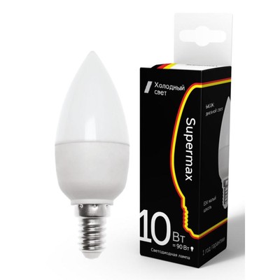 Лампа светодиодная КОСМОС, E14, 10 Вт, 6400 К, свечение холодное белое