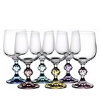 Набор бокалов для вина Crystalex «Клаудия. Ассорти», цветная ножка, 230 мл, 6 шт - фото 300967297