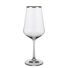 Набор бокалов для вина Crystalex «Сандра. Отводка золотом», 450 мл, 6 шт