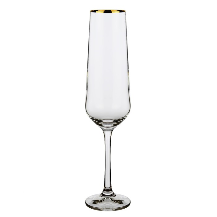 Набор бокалов для шампанского Crystalex «Сандра. Отводка золотом», 200 мл, 6 шт - Фото 1