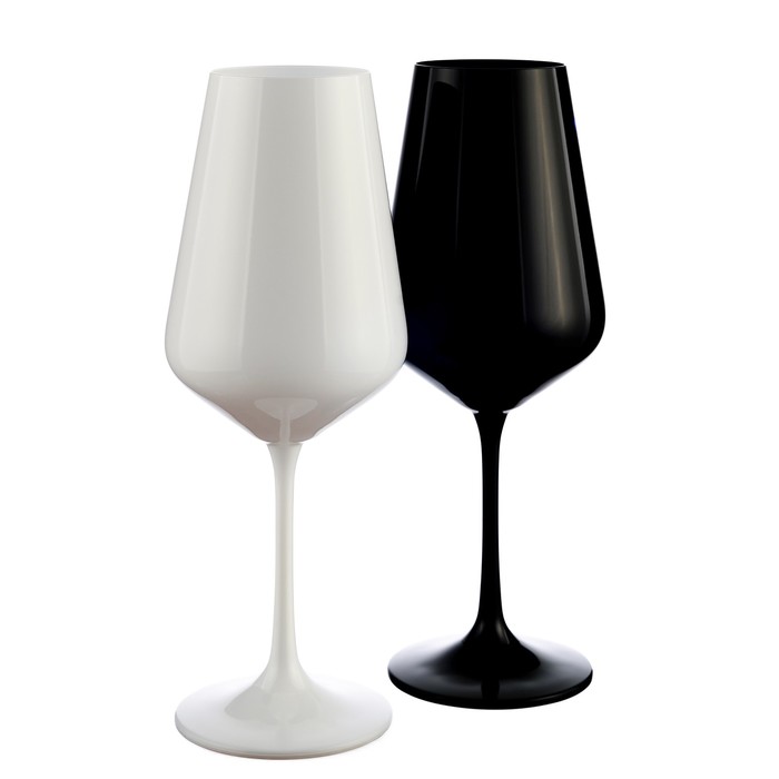 Набор бокалов для вина Crystalex «Сандра», 450 мл, 2 шт, цвет чёрный, белый - Фото 1