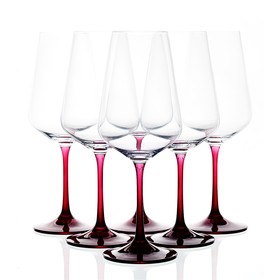 Набор бокалов для вина Crystalex «Сандра», красная ножка, 450 мл, 6 шт
