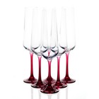 Набор бокалов для шампанского Crystalex «Сандра», красная ножка, 200 мл, 6 шт - фото 300967327