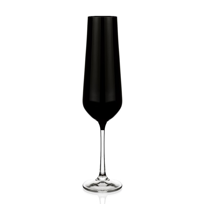 Набор бокалов для шампанского Crystalex «Сандра», 200 мл, 6 шт, цвет чёрный - Фото 1