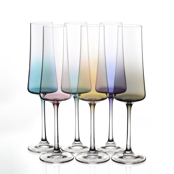 Набор бокалов для шампанского Crystalex «Экстра. Ассорти», 210 мл, 6 шт - Фото 1