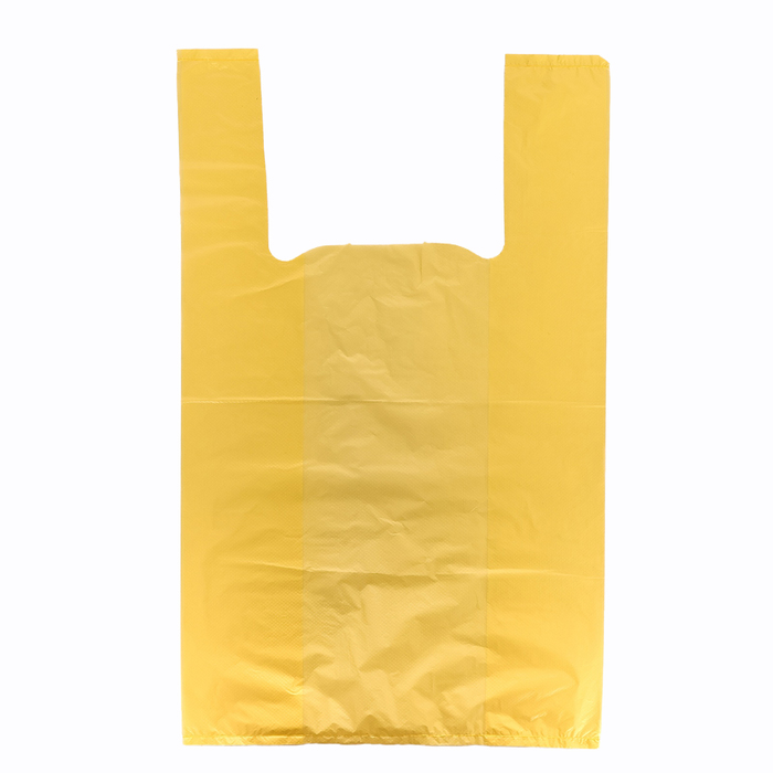 Пакет майка полиэтиленовый 30 + 16 х 50 х см 18 мкм, жёлтый "Нулёвка" - Фото 1