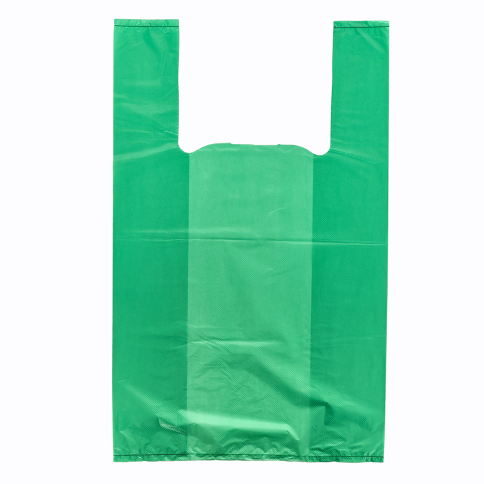 Пакет майка полиэтиленовый 30 + 16 х 50 см, 18 мкм, зелёный "Нулёвка" - Фото 1