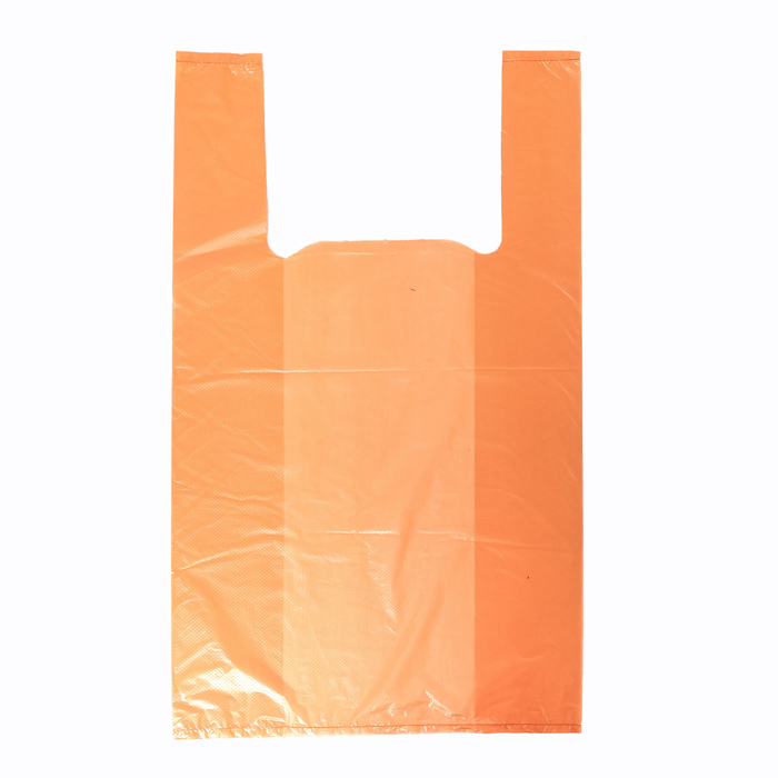 Пакет майка полиэтиленовый 30 + 16 х 50 см, 18 мкм, оранжевый "Нулёвка" - Фото 1