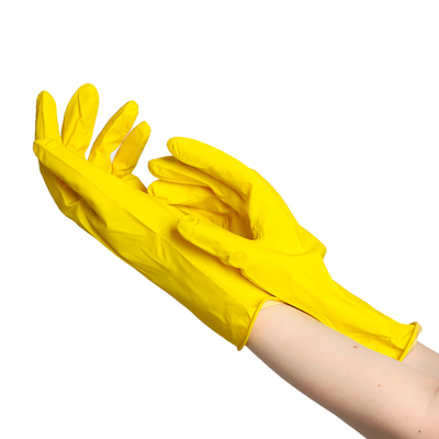 Перчатки латексные хозяйственны размер M, 30 гр, цвет желтый
