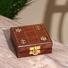 Игра крестики-нолики «Море», 10×10×4 см, дерево, латунь - Фото 4