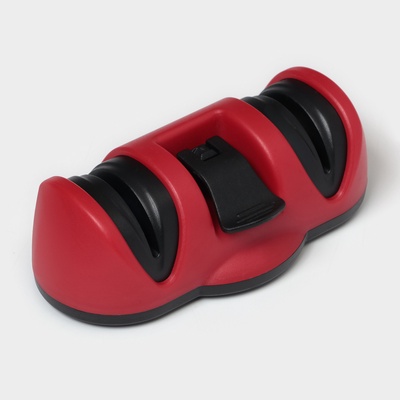 Точилка для ножей Доляна «Профи», 13×7×4.5 см, с полировкой, на присоске, красная