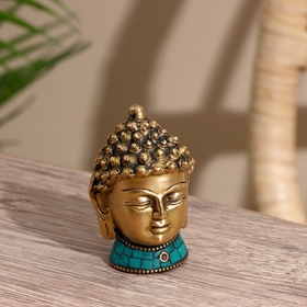 Сувенир "Голова Будды" латунь, камень 8 см