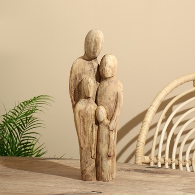 Абстракция «Семья», 15.5×7×41.5 см, манговое дерево