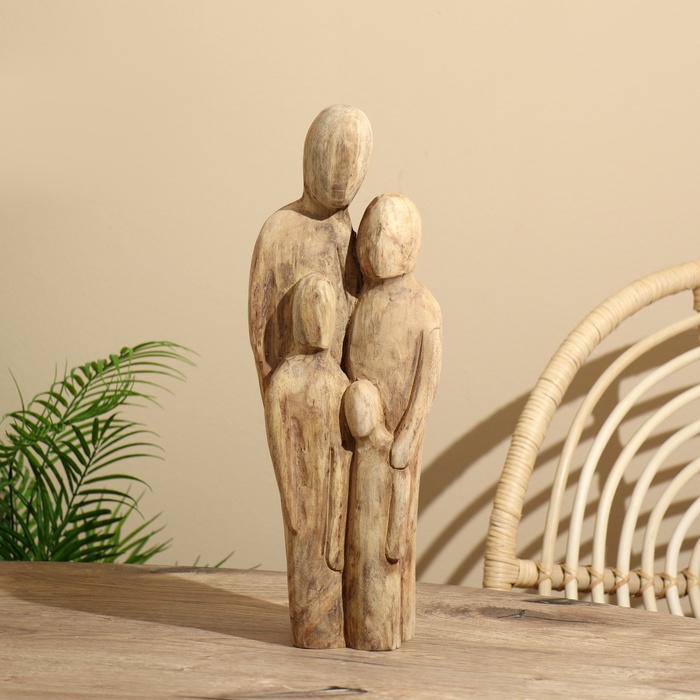 Абстракция «Семья», 15.5×7×41.5 см, манговое дерево