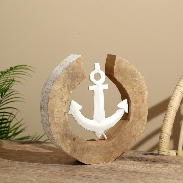 Сувенир «Якорь», 28×6×27 см, алюминий, манговое дерево