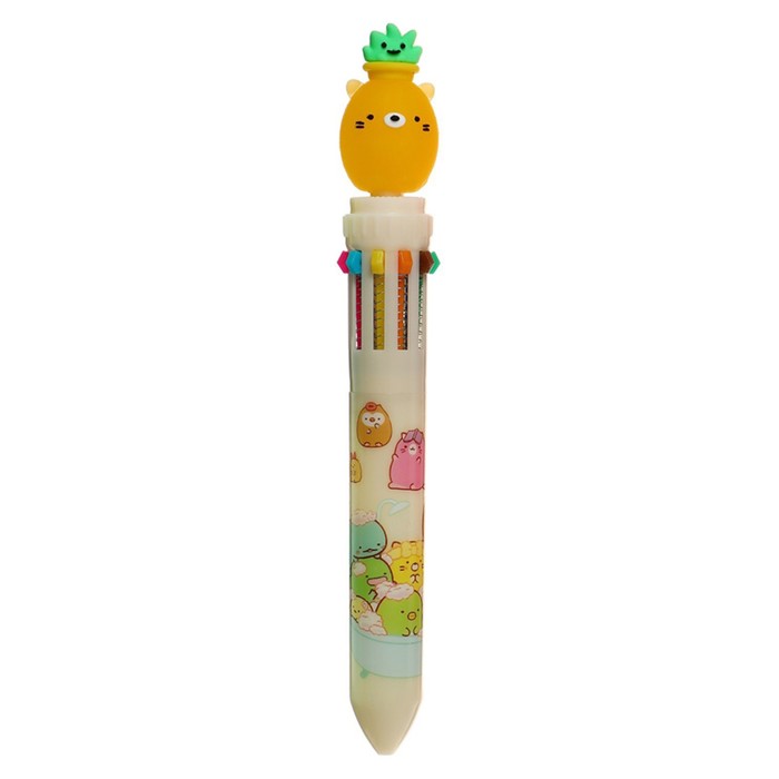 Ручка шариковая автоматическая, 10-ти цветная "Милашки", желтая - Фото 1