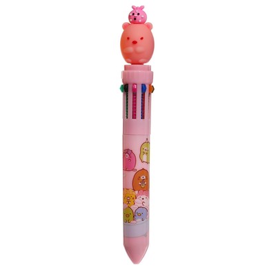 Ручка шариковая автоматическая, 10-ти цветная "Милашки", розовая