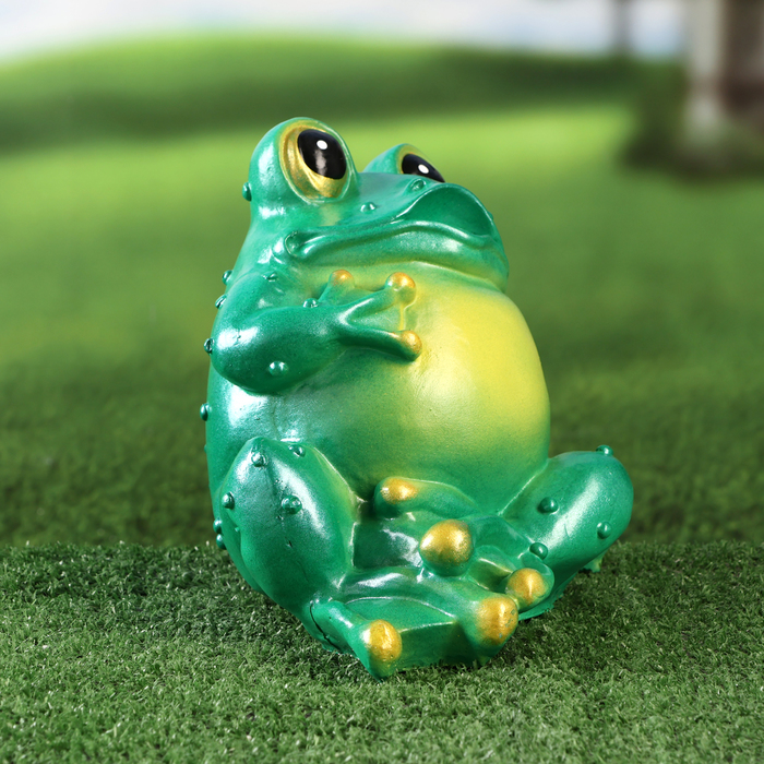 Садовая фигура "Лягушка отдыхает" зеленая, 20см