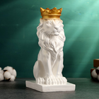 Копилка "Лев с короной" белый с золотой короной, 23см - фото 12360309