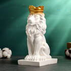 Копилка "Лев с короной" белый с золотой короной, 23см - Фото 2