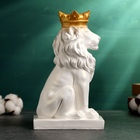 Копилка "Лев с короной" белый с золотой короной, 23см - фото 9887815