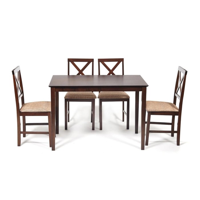 Комплект Хадсон (стол + 4 стула) гевея/мдф, cappuccino, стол 110х70х75см/стул 44х42х89см - Фото 1